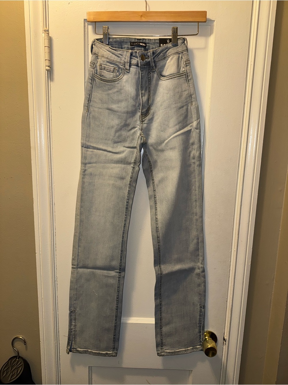 FashionNova New Friend Side Slit Straight Leg Jeans
